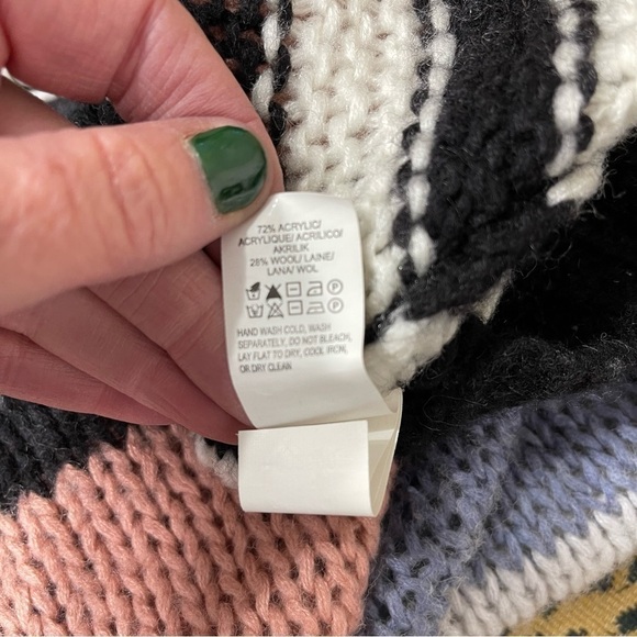 LUCKY Brand Bold Stripe Sweater Loose Knit Wool Blend - Picture 12 of 14
